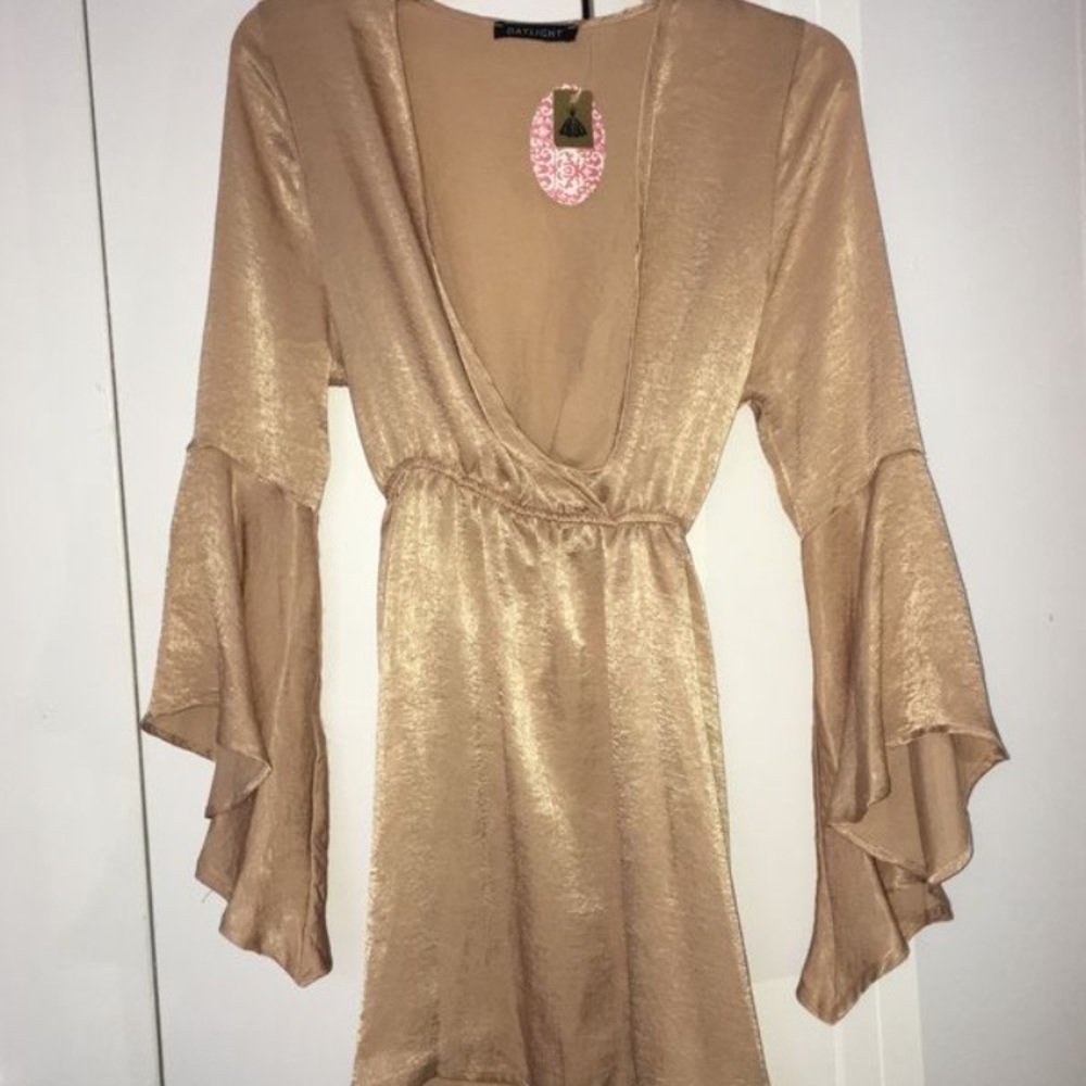 Brand new gold dress with tie belt